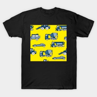 Vehicles blue on yellow T-Shirt